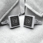 Rustic Black and White Monogram Silver Cufflinks<br><div class="desc">Add your Bridesman's initials to these lovely faux chalkboard effect silver cufflinks. Makes the perfect thank you gift for him. Can be used for your Groomsman or Man of Honor - any member of the bridal party.</div>