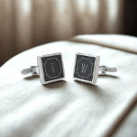 Rustic Black and White Monogram Square Cufflinks<br><div class="desc">A thoughtful Thank You present for your Best Man,  Groomsman,  Usher,  Groom or any member of your wedding party. This design works better on the square cufflinks.</div>