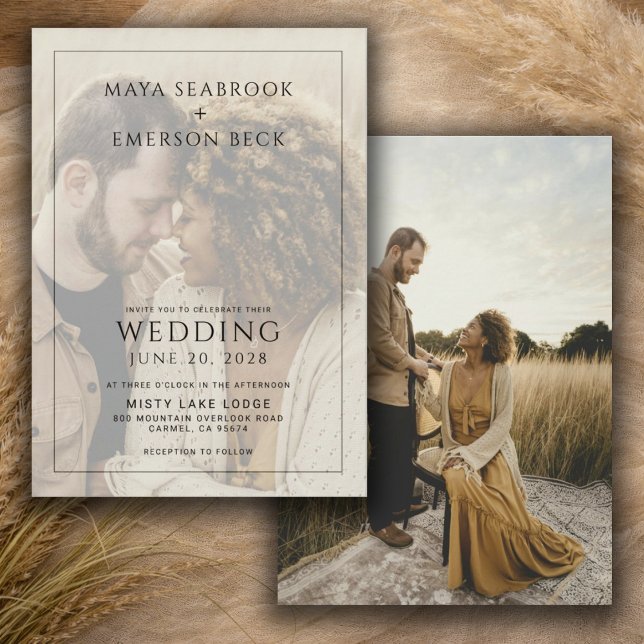 Rustic Black And White Overlay Photo Wedding Invitation (Creator Uploaded)