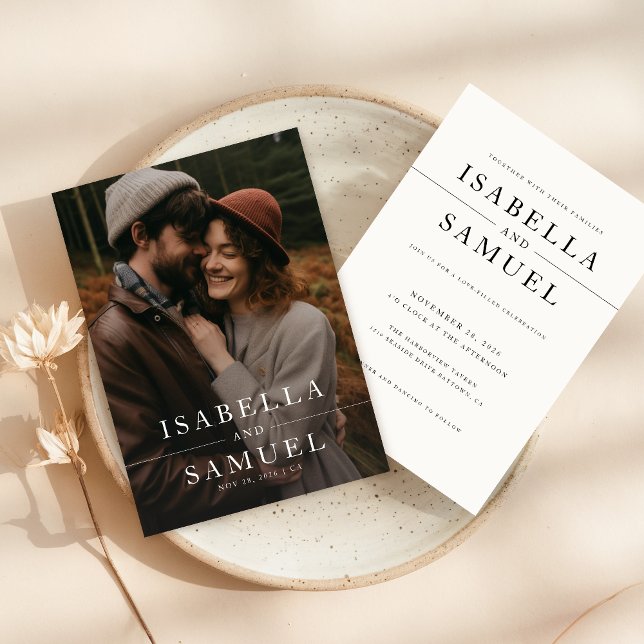 Rustic Black And White Overlay Photo Wedding Invitation (Creator Uploaded)