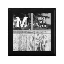Rustic Black and White Photo Best Dad Ever Initial