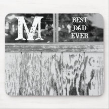 Rustic Black and White Photo Best Dad Ever Initial