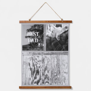 Rustic Black and White Photo of Wood and Windows Hanging Tapestry