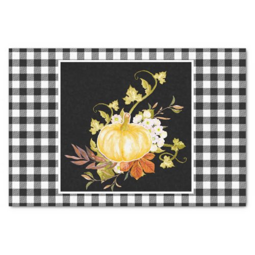 Rustic Black and White Plaids Pumpkin Thanksgiving Tissue Paper