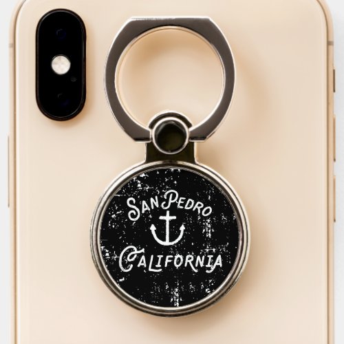 Rustic Black and White San Pedro California Anchor Phone Ring Stand