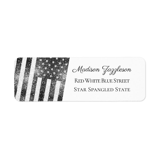 Rustic black and white Sparkles USA flag  Label (Front)