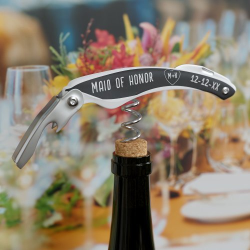 Rustic Black and White Wedding Party Favor Waiters Corkscrew