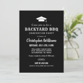 Rustic Black Backyard BBQ Graduation Party Invitation (Standing Front)