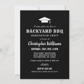 Rustic Black Backyard BBQ Graduation Party Invitation (Front)