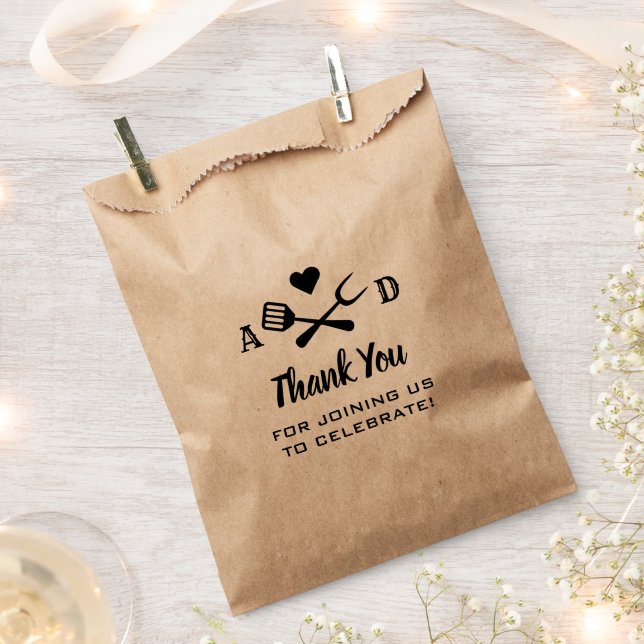 Rustic Black BBQ Wedding Thank You Favor Bag (Clipped)