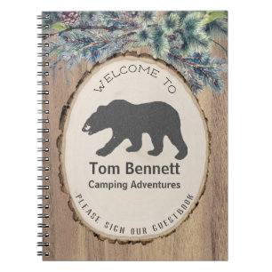 Rustic Black Bear Camping Guest Welcome Notebook