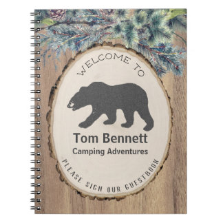 Rustic Black Bear Camping Guest Welcome Notebook
