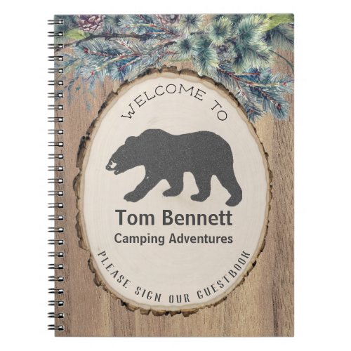 Rustic Black Bear Camping Guest Welcome Notebook