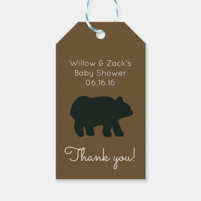 Rustic Black Bear Customized Gift Tag (Front)