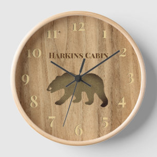 Rustic Black Bear Lodge 3 Clock
