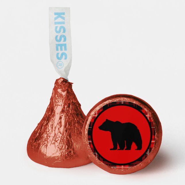 Rustic Black Bear Red plaid Hershey®'s Kisses® (Front)