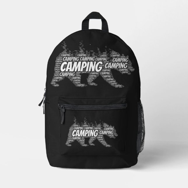 Rustic Black  Bears in the Forest Printed Backpack (Front)