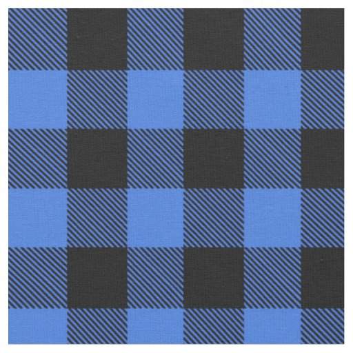 Rustic Black Blue Buffalo Plaid  Fabric