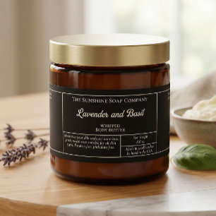 Rustic black body butter or cosmetics jar label