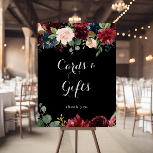 Rustic Black Botanical Cards and Gifts Sign