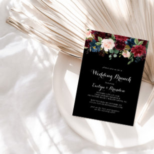 Rustic Black Botanical Wedding Brunch  Invitation
