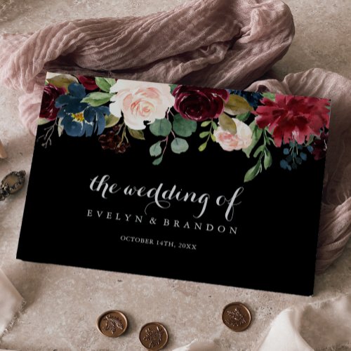 Rustic Black Botanical Wedding  Guest Book