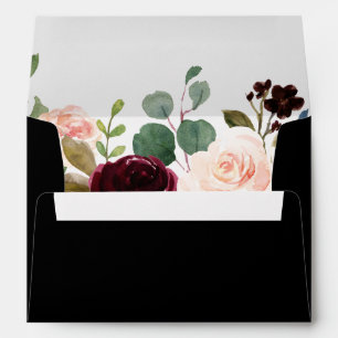 Rustic Black Botanical Wedding Invitation Envelope