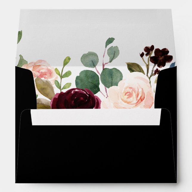 Rustic Black Botanical Wedding Invitation  Envelope (Back (Bottom))