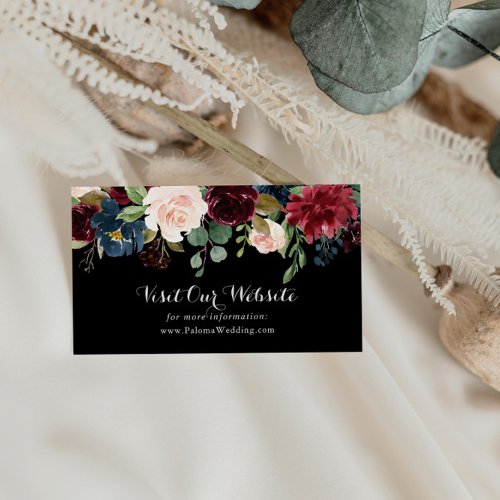 Rustic Black Botanical Wedding Website Enclosure Card