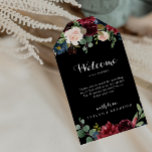 Rustic Black Botanical Wedding Welcome Gift Tags<br><div class="desc">These rustic black botanical wedding welcome gift tags are perfect for a classic wedding. The design features burgundy,  red,  navy,  blue and blush radiant and graceful hand-painted flowers in a black background,  inspiring natural beauty.

These tags are perfect for hotel guest welcome bags and destination weddings.</div>