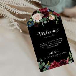 Rustic Black Botanical Wedding Welcome Gift Tags