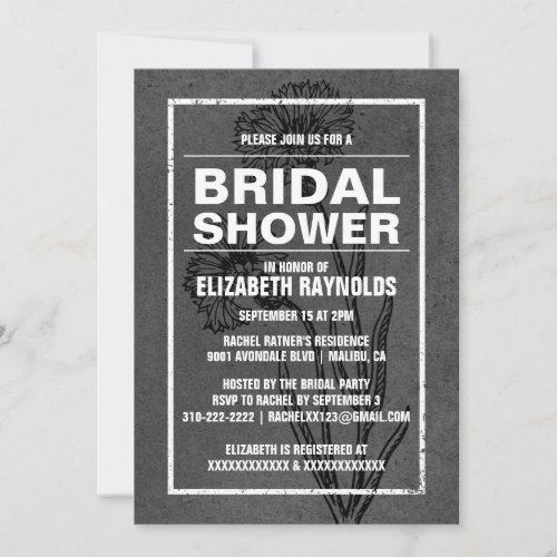 Rustic Black Bridal Shower Invitations