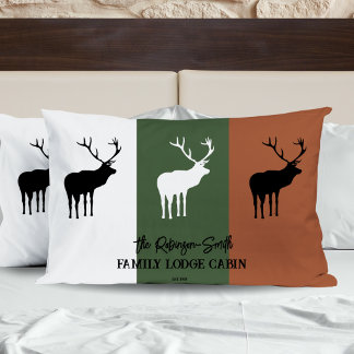 Rustic Black Brown Green White Elk Spirit Animal Pillow Case