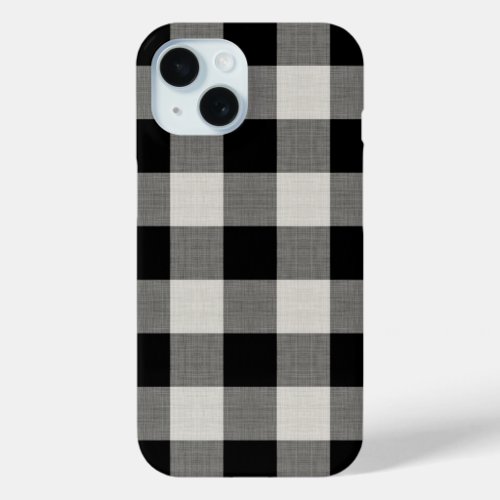 Rustic Black Buffalo Check iPhone 15 Case