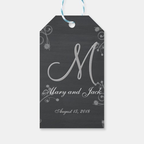 Rustic Black Chalk Chalkboard 3d Monogram Gift Tags