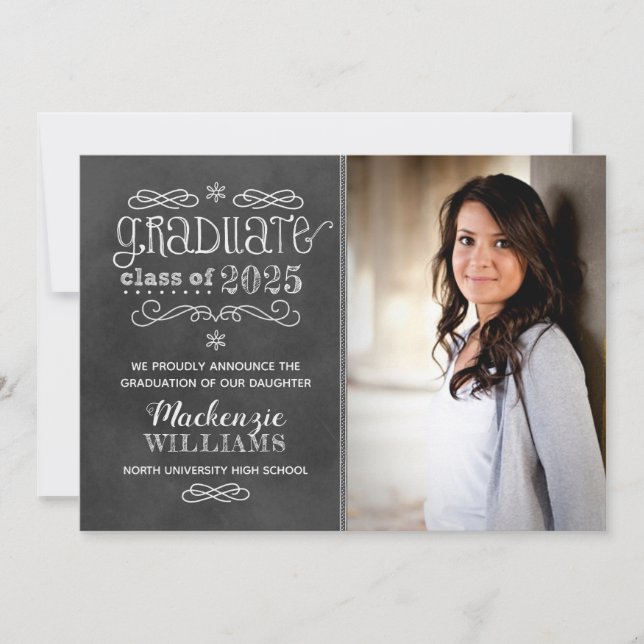 Rustic Black Chalkboard 2026 Graduate Photo Invitation (Front)