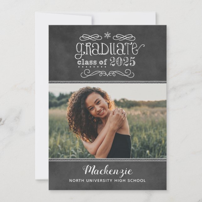 Rustic Black Chalkboard 2026 Graduate Photo Party Invitation (Front)