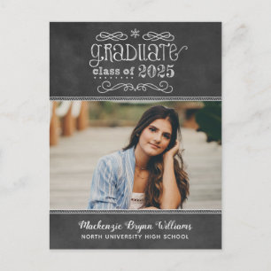 Rustic Black Chalkboard 2026 Graduate Photo Party Invitation Postcard