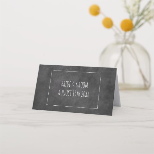 Rustic black chalkboard background wedding place card