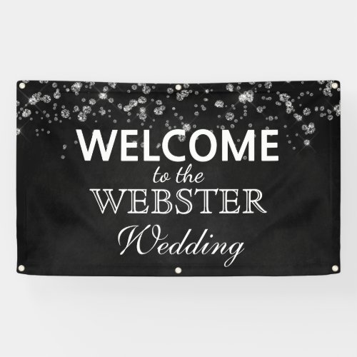 Rustic Black Chalkboard Diamonds Elegant Wedding Banner