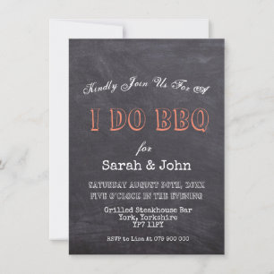Rustic Black Chalkboard I Do BBQ Invitation