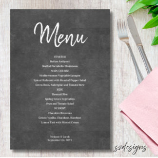 Rustic Black Chalkboard Menu Card