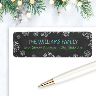 Rustic Black Chalkboard Snowflake Holiday Address Label