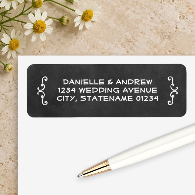 Rustic Black Chalkboard Wedding Return Address Label (Creator Uploaded)