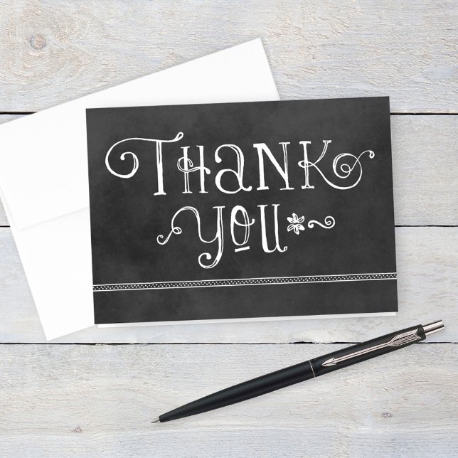 Rustic Black Chalkboard Whimsical Thank You Card (Creator Uploaded)