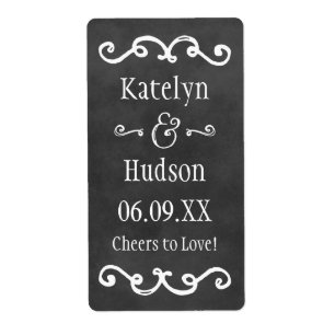 Rustic Black Chalkboard Wine Wedding Favor Label