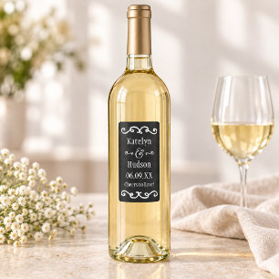 Rustic Black Chalkboard Wine Wedding Favor Label