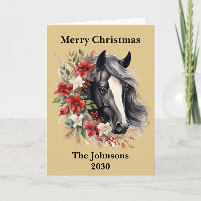 Rustic Black Christmas Horse Wreath Holiday  (Front)