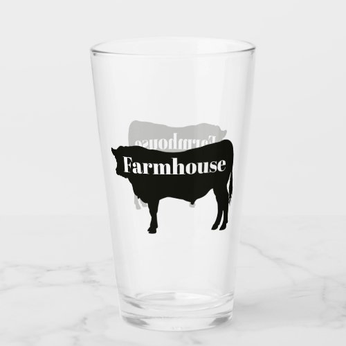 Rustic Black Cow Silhouette Farmhouse Glass