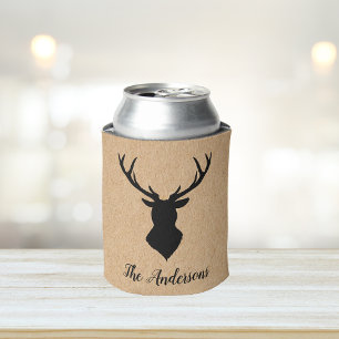 Rustic Black Deer Kraft Family Name Can Cooler